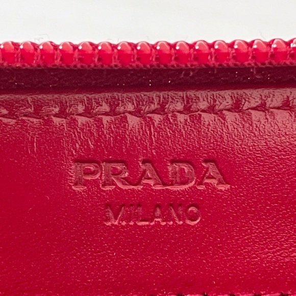 Prada 90s red Tessuto nylon leather buckle detail long zip wallet rare - Picture 9 of 11
